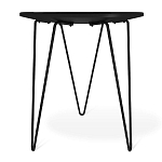 Стол журнальный с круглой столешницей из стекла на 3-х черных ножках Beige Marble варинант исполнения - 4 | Loft Concept в Краснодаре