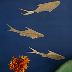 Обои с вышивкой ручной работы Deco Fish Aurum colourway on Caribbean Sea slub silk варинант исполнения - 1 | Loft Concept в Краснодаре
