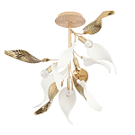 Люстра потолочная с белыми матовыми и золотыми глянцевыми листьями Wintery flovers варинант исполнения - 1 | Loft Concept в Краснодаре