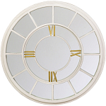 Зеркало настенное в белой металлической раме в виде часов Mirror Tower Clock варинант исполнения - 1 | Loft Concept в Краснодаре