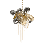 Люстра подвесная со стеклянными плафонами из дымчатого и золотистого с шестью вертикальными подвесками Gilded Mirage  варинант исполнения - 1 | Loft Concept в Краснодаре