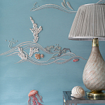 Обои с вышивкой ручной работы Amami Waves Moonbeam colourway on silk moire варинант исполнения - 4 | Loft Concept в Краснодаре