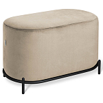 Банкетка овальная бежевый велюр на 4-х металлических ножках черного цвета SANJAY варинант исполнения - 1 | Loft Concept в Краснодаре