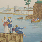 Обои ручная роспись Views of Italy Olive варинант исполнения - 1 | Loft Concept в Краснодаре