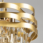 Люстра цвета матового золота с металлическими лентами и длинными прозрачными подвесками Gilded Waves варинант исполнения - 6 | Loft Concept в Краснодаре