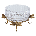 Чаша из прозрачного стекла на бронзовых ножках в виде стрекоз Eden Garden варинант исполнения - 1 | Loft Concept в Краснодаре