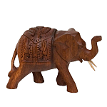 Статуэтка из дерева суар в виде слона в традиционном облачении Little Elephant варинант исполнения - 2 | Loft Concept в Краснодаре