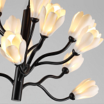 Люстра подвесная черного цвета с ветвями и белыми фарфоровыми цветами Floralis варинант исполнения - 6 | Loft Concept в Краснодаре