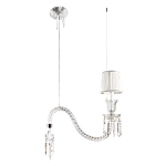 Подвесной светильник с белым текстильным абажуром и изогнутым хрустальным основанием с подвесками Lustre Reverie варинант исполнения - 2 | Loft Concept в Краснодаре