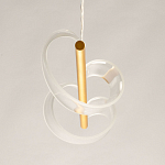 Люстра линейная золотистого цвета с двумя прозрачными волнистыми элементами Wave Line варинант исполнения - 8 | Loft Concept в Краснодаре