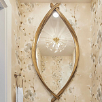 Зеркало овальное в деревянной золотистой раме Oval Gold Lines варинант исполнения - 3 | Loft Concept в Краснодаре