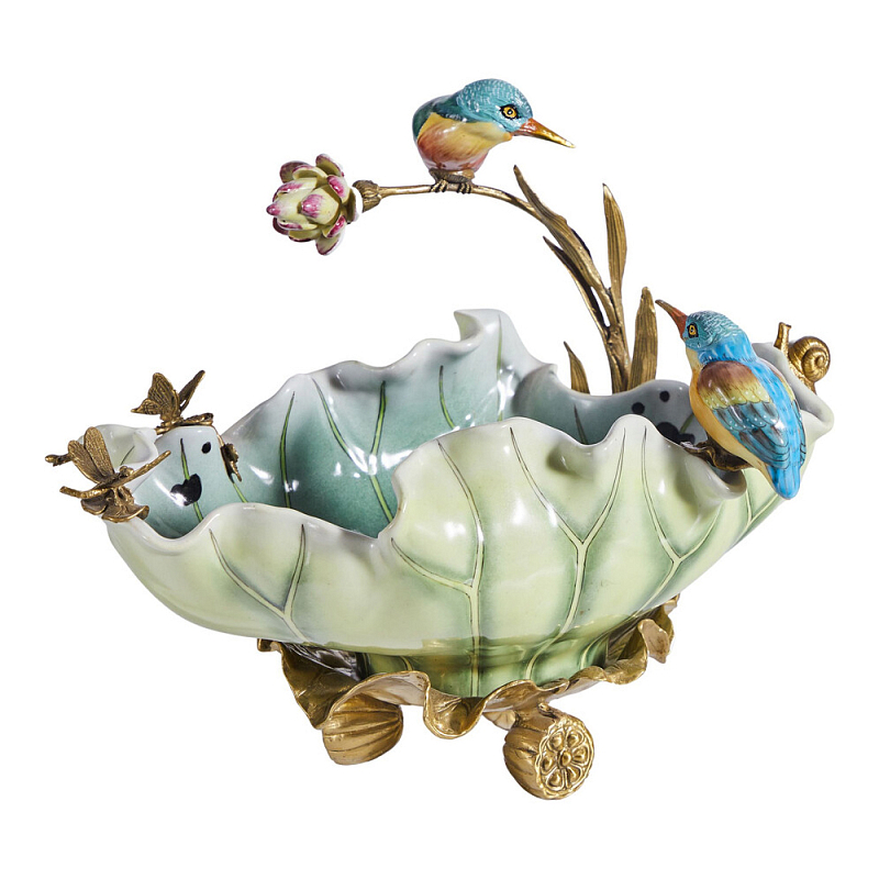 Чаша в виде листка лотоса с птицами Eden Garden Мульти Бронза в Краснодаре | Loft Concept 