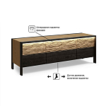 ТВ тумба 2 двери и 2 ящика с подсветкой на рельефном фасаде Warm Industrial варинант исполнения - 8 | Loft Concept в Краснодаре