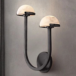 Бра с 2-мя мраморными плафонами на черном корпусе Light Warm Light варинант исполнения - 3 | Loft Concept в Краснодаре