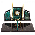 Настольный письменный набор из змеевика с часами Successful Leader варинант исполнения - 1 | Loft Concept в Краснодаре
