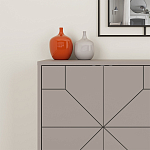 Комод бежево-серый с 4-мя дверцами с геометрическим рисунком на металлических ножках DUNE CONSOLE LIGHT MOCHA варинант исполнения - 4 | Loft Concept в Краснодаре