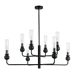 Люстра с 8-ю плафонами в форме стеклянных трубок и мраморных декоративных элементов Montreal варинант исполнения - 3 | Loft Concept в Краснодаре