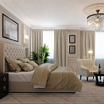 Кровать двуспальная бежевая с основанием из массива дерева с мягким изголовьем Flax Beds варинант исполнения - 4 | Loft Concept в Краснодаре