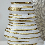 Ваза белая с рельефной поверхностью и золотыми полосами Vase Beehive варинант исполнения - 6 | Loft Concept в Краснодаре