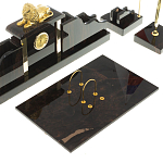 Настольный письменный набор из чёрного обсидиана с декором в виде льва Golden Lion варинант исполнения - 3 | Loft Concept в Краснодаре