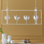 Люстра белая прямоугольная с абажурами в виде цветков тюльпана White Tulips варинант исполнения - 8 | Loft Concept в Краснодаре