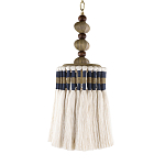 Подвесной светильник с подвесом из деревянных бусин и абажуром из кисточек Аmbiance варинант исполнения - 1 | Loft Concept в Краснодаре