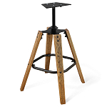 Барный стул со спинкой и металлической подставкой на 4-х деревянных ножках Бежевый Велюр Vendramin Chair варинант исполнения - 8 | Loft Concept в Краснодаре