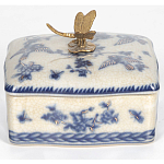 Фарфоровая шкатулка с бронзовой стрекозой Blue and White варинант исполнения - 3 | Loft Concept в Краснодаре