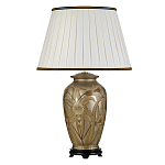 Настольная лампа восточная с основанием из керамики серебряная с цветочным и лиственным декором и белым плиссированным абажуром Elstead Lighting варинант исполнения - 1 | Loft Concept в Краснодаре