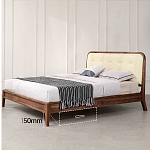 Кровать двуспальная с каркасом из дерева и мягким изголовьем Moon Walnut Bed варинант исполнения - 6 | Loft Concept в Краснодаре