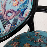 Полукресло из массива бука бирюзовое с изображением птиц и цветов Turquoise Chinoiserie Garden Chair варинант исполнения - 4 | Loft Concept в Краснодаре