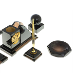 Настольный письменный набор с часами из природного камня обсидиана National Еmblem варинант исполнения - 5 | Loft Concept в Краснодаре