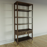 Стеллаж Elsa Dreams Walnut со стеклянными полками и ящиком варинант исполнения - 1 | Loft Concept в Краснодаре