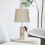 Настольная лампа с тканевым абажуром и основанием в виде птицы на дереве Simurq варинант исполнения - 3 | Loft Concept в Краснодаре