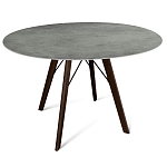 Стол обеденный с серой овальной столешницей из керамики на четырех деревянных ножках Gray Ceramics варинант исполнения - 1 | Loft Concept в Краснодаре