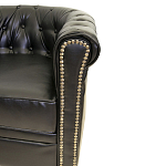 Кресло кожаное с мягкими подлокотниками на 4-х деревянных ножках Logan Leather Armchair black 2 варинант исполнения - 2 | Loft Concept в Краснодаре