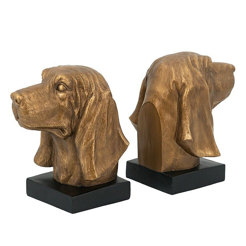 Держатель для книг с бронзовыми фигурками головы собаки Dog Elegance Бронза Черный Держатель для книг с бронзовыми фигурками головы собаки Dog Elegance Бронза Черный в Краснодаре | Loft Concept