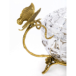 Конфетница из прозрачного рельефного стекла с ручками в виде стрекоз и фигуркой лебедя Eden Garden варинант исполнения - 2 | Loft Concept в Краснодаре