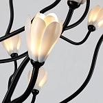 Люстра подвесная черного цвета с ветвями и белыми фарфоровыми цветами Floralis варинант исполнения - 13 | Loft Concept в Краснодаре