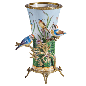 Ваза из фарфора с птицами на бронзовой ветке Garden of Eden