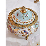 Шкатулка с крышкой из голубого фарфора с риунком птиц и цветов Blue Garden варинант исполнения - 2 | Loft Concept в Краснодаре