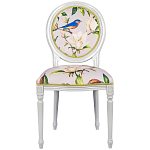 Стул светло-серый из натурального бука с изображением птиц и цветов Blooming Blue Birds варинант исполнения - 1 | Loft Concept в Краснодаре