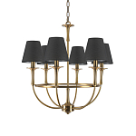 Люстра на металлическом основании бронзового цвета с 6-ю черными конусовидными абажурами Dignity варинант исполнения - 2 | Loft Concept в Краснодаре