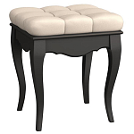 Пуф из массива бука с бежевой обивкой из велюра White Provence Black Provence варинант исполнения - 1 | Loft Concept в Краснодаре