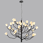 Люстра подвесная черного цвета с ветвями и белыми фарфоровыми цветами Floralis варинант исполнения - 12 | Loft Concept в Краснодаре