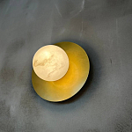 Бра круглое с плафоном из натурального камня на латунном основании Cryptocrystalline Stone варинант исполнения - 5 | Loft Concept в Краснодаре