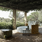 Дизайнерский уличный диван из массива дерева с плетеной спинкой PALINFRASCA Sofa варинант исполнения - 10 | Loft Concept в Краснодаре