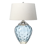 Настольная лампа со белым конусным абажуром и прозрачным голубым стеклянным основанием Quintiesse варинант исполнения - 1 | Loft Concept в Краснодаре