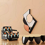 Дизайнерский журнальный стол округлой формы чёрный с золотой столешницей Fufem варинант исполнения - 1 | Loft Concept в Краснодаре