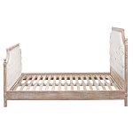 Кровать двуспальная светло-бежевая с основанием из массива дуба с мягким изголовьем Flax Beds варинант исполнения - 2 | Loft Concept в Краснодаре